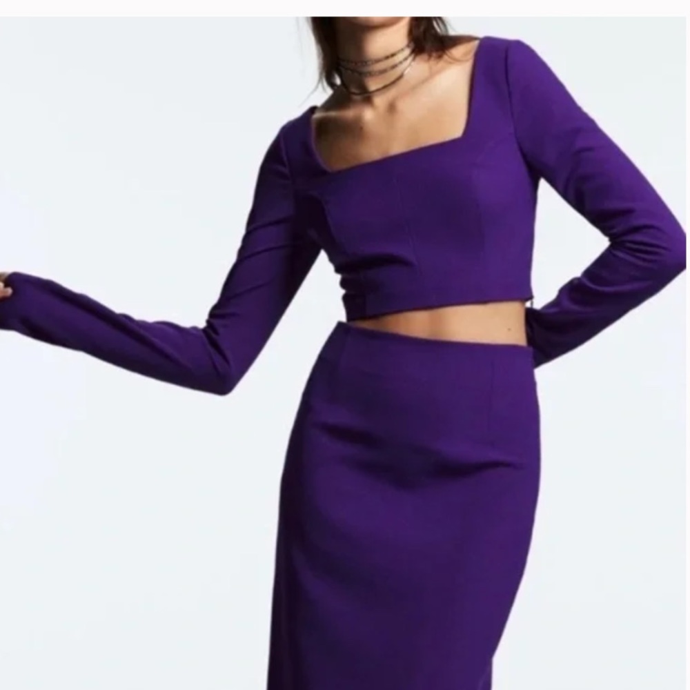 NEW! ZARA Join Life Purple Long Sleeve Crop Top